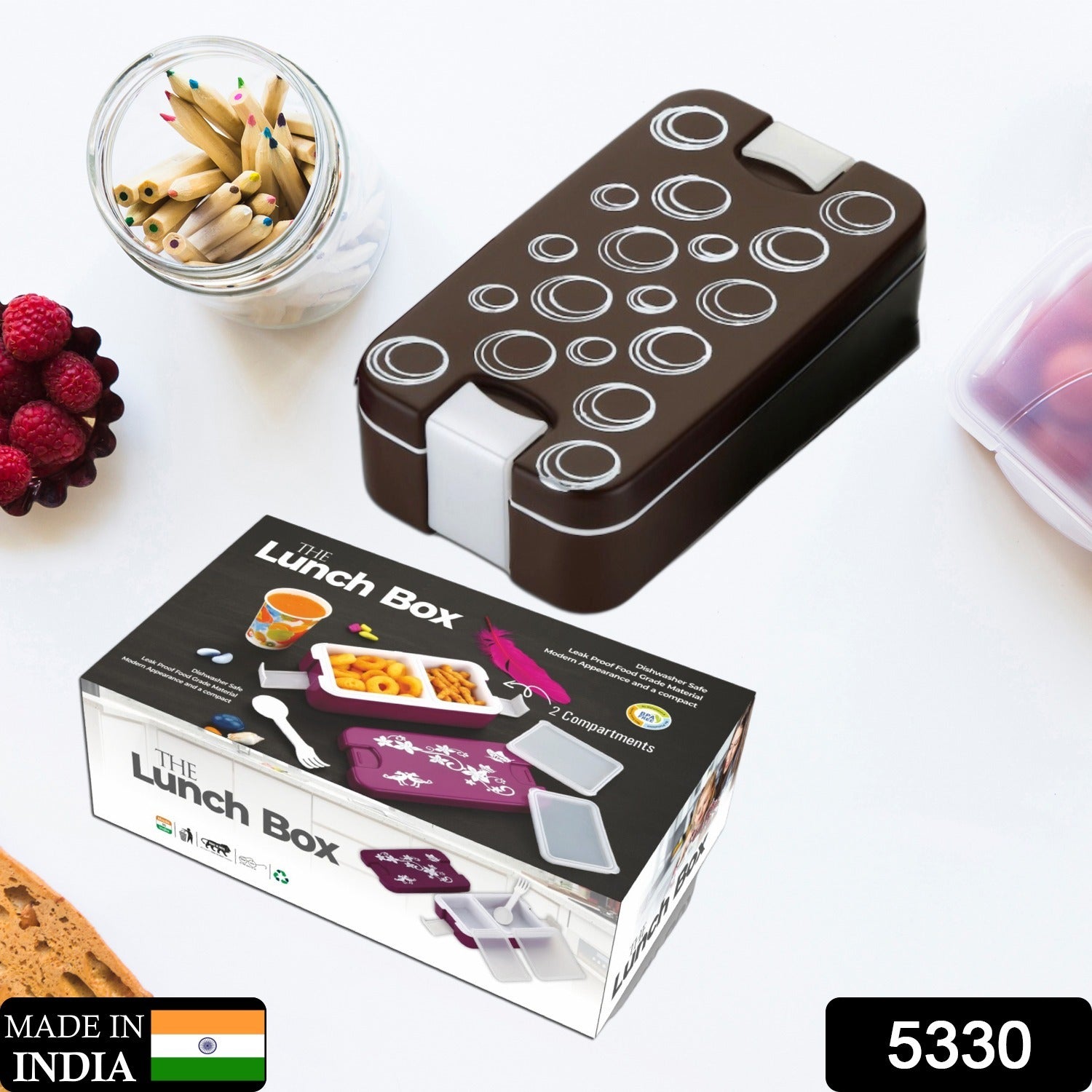 5530 Airtight Lunch Box 2 Compartment Lunch Box Leak Proof Food Grade Material Lunch Box Modern Appearance & Compact Lunch Box With Spoon DeoDap 5530 Airtight Lunch Box 2 Compartment Lunch Box Leak Proof Food Grade Material Lunch Box Modern Appearance & Compact Lunch Box With Spoon DeoDap